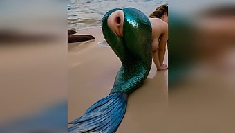 A Stranger Vigorously Penetrates A Mermaid'S Tight Anus On The Beach, Leaving It Gaping After A Rough Anal Encounter Outdoors